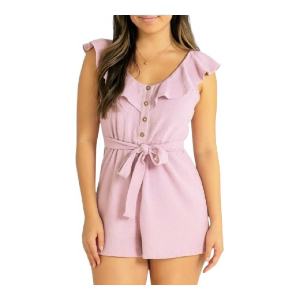 ROLLA COSTER Womens Size Medium Pink Sleeveless Ruffled Romper Jumper